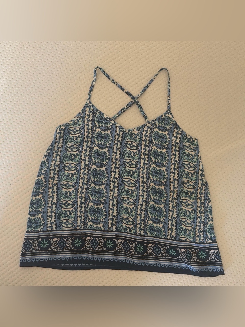 Hollister Womens Adjustable Straps Tank Top Sz S Blue Floral Print Cami Paisley